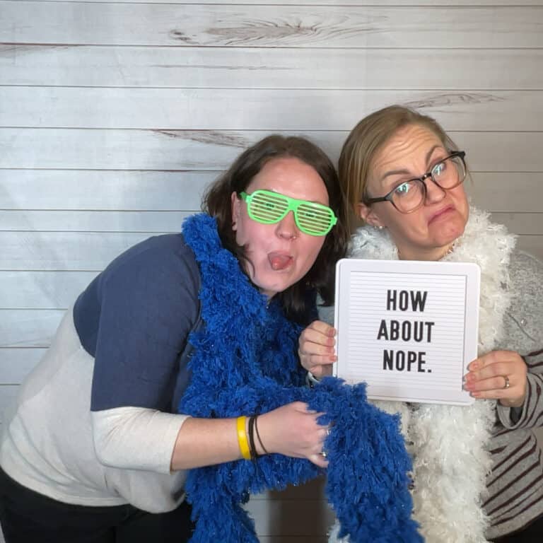 corporate office party planning with a photo booth